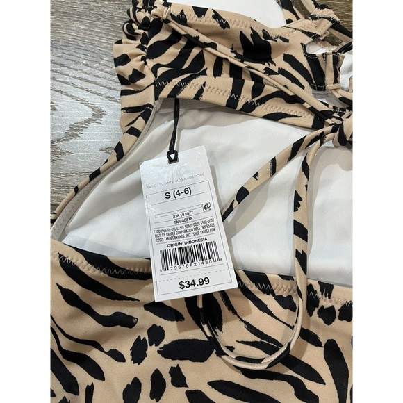 Shade & Shore Tie Back Monokini One Piece Swimsuit Animal print Small swim 1222 - Picture 8 of 9